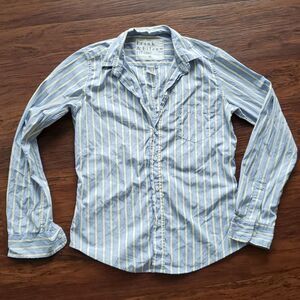 Frank & Eileen Blue Yellow Striped Edgy Feminine Casual Worcore Barry Size Small